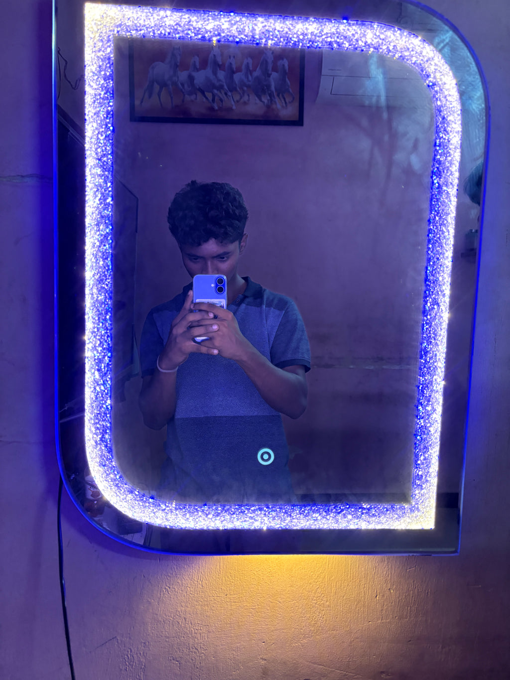 Crystal Aura LED Mirror – Touch Sensor | 3 Light Modes | Custom Size