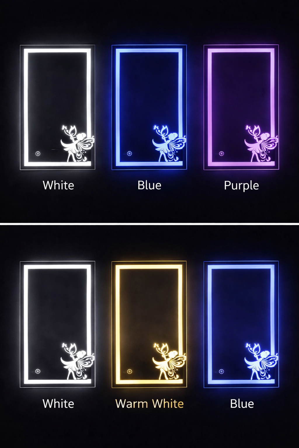 NightGlow Fairy LED Smart Mirror – Dimmable Touch | 3 Light Colors | Glow Art