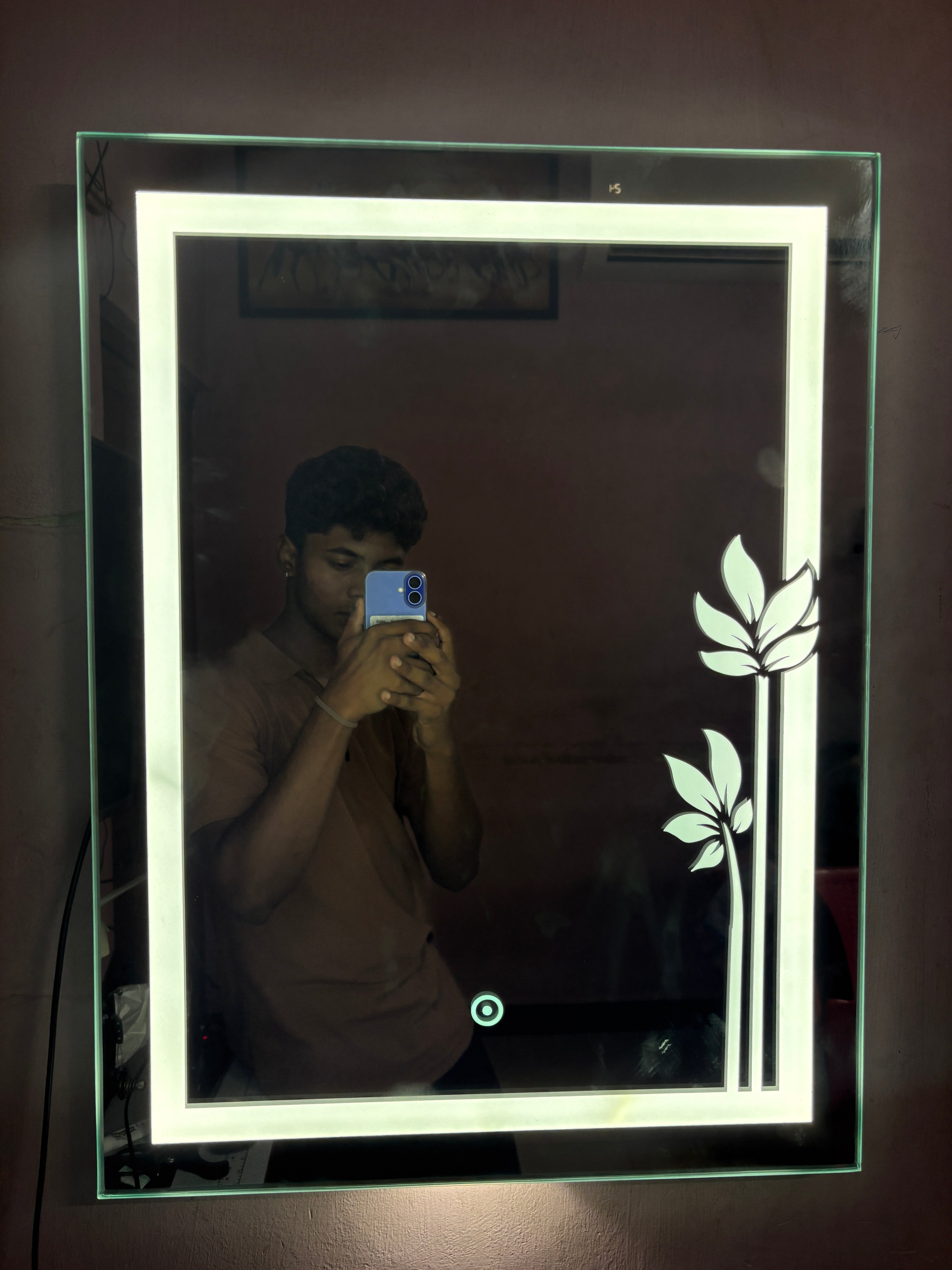 Vireleaf Floral LED Mirror – Dimmable Touch Sensor | Custom Size Available