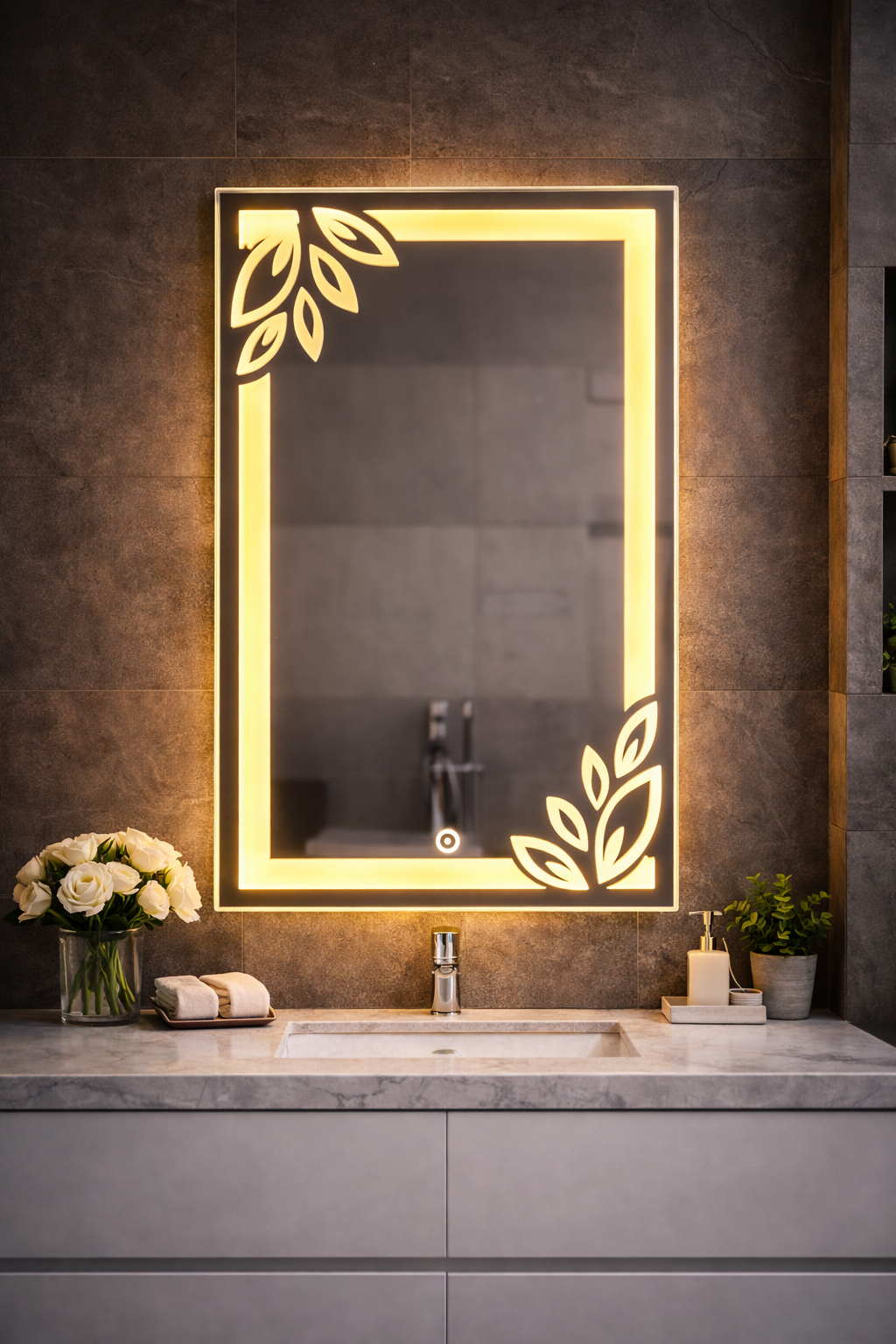 AuraLeaf Dimmable Touch Sensor LED Mirror (Custom Size Available)