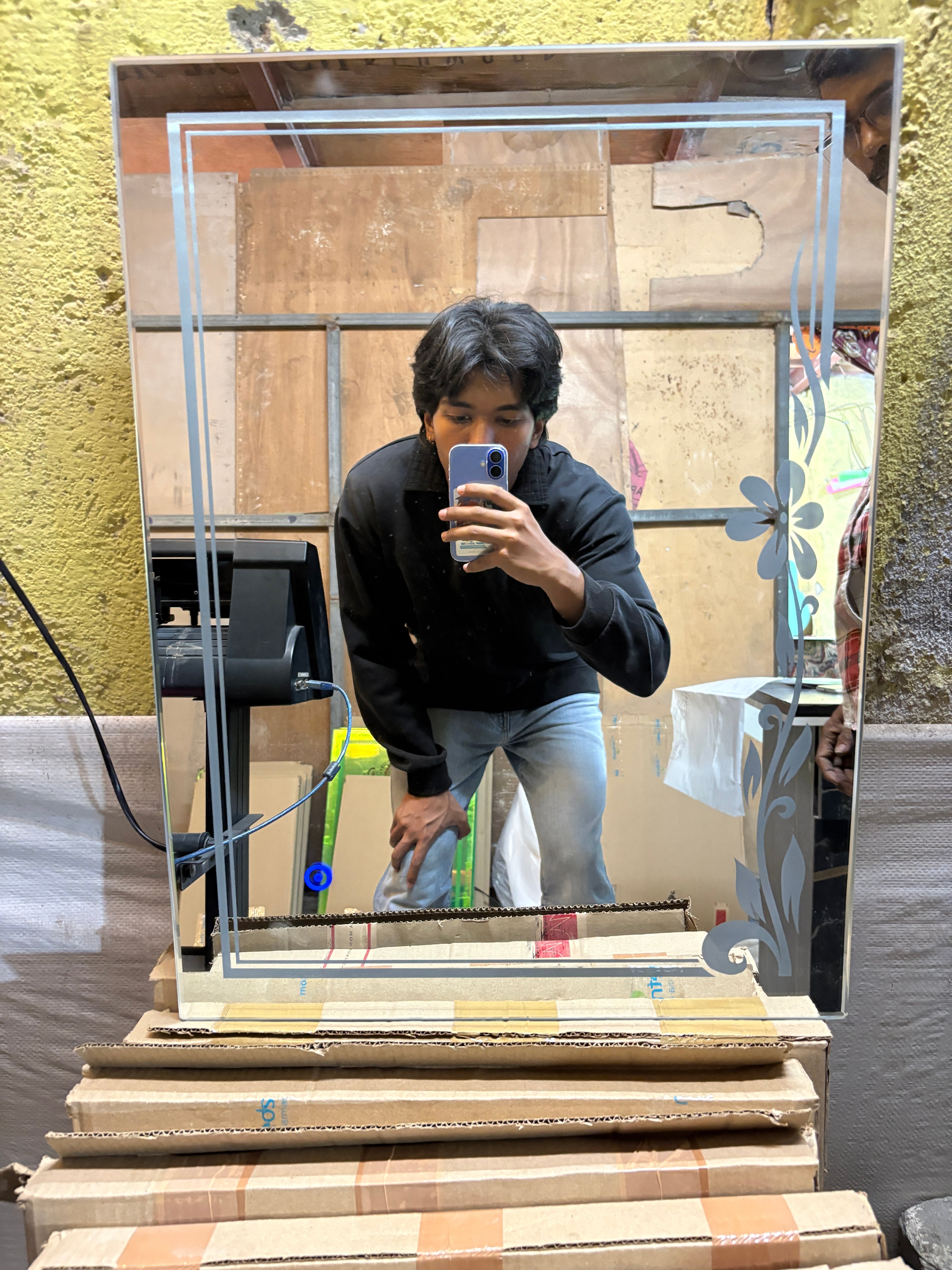 Floral Frame LED Mirror – Dimmable Touch Sensor | Custom Size Available