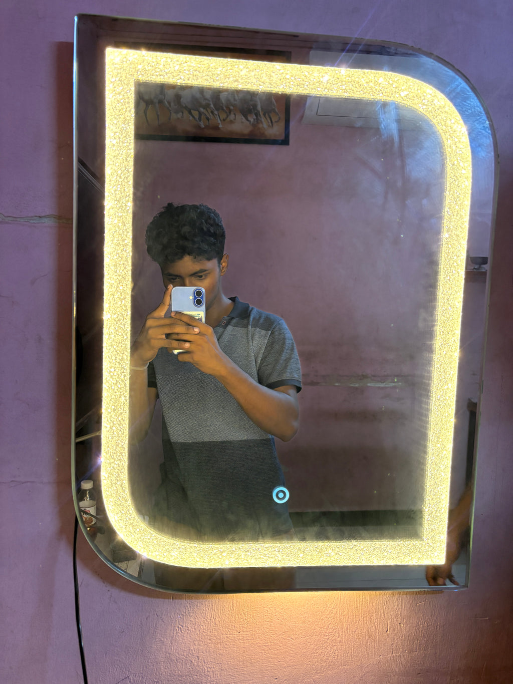 Crystal Aura LED Mirror – Touch Sensor | 3 Light Modes | Custom Size
