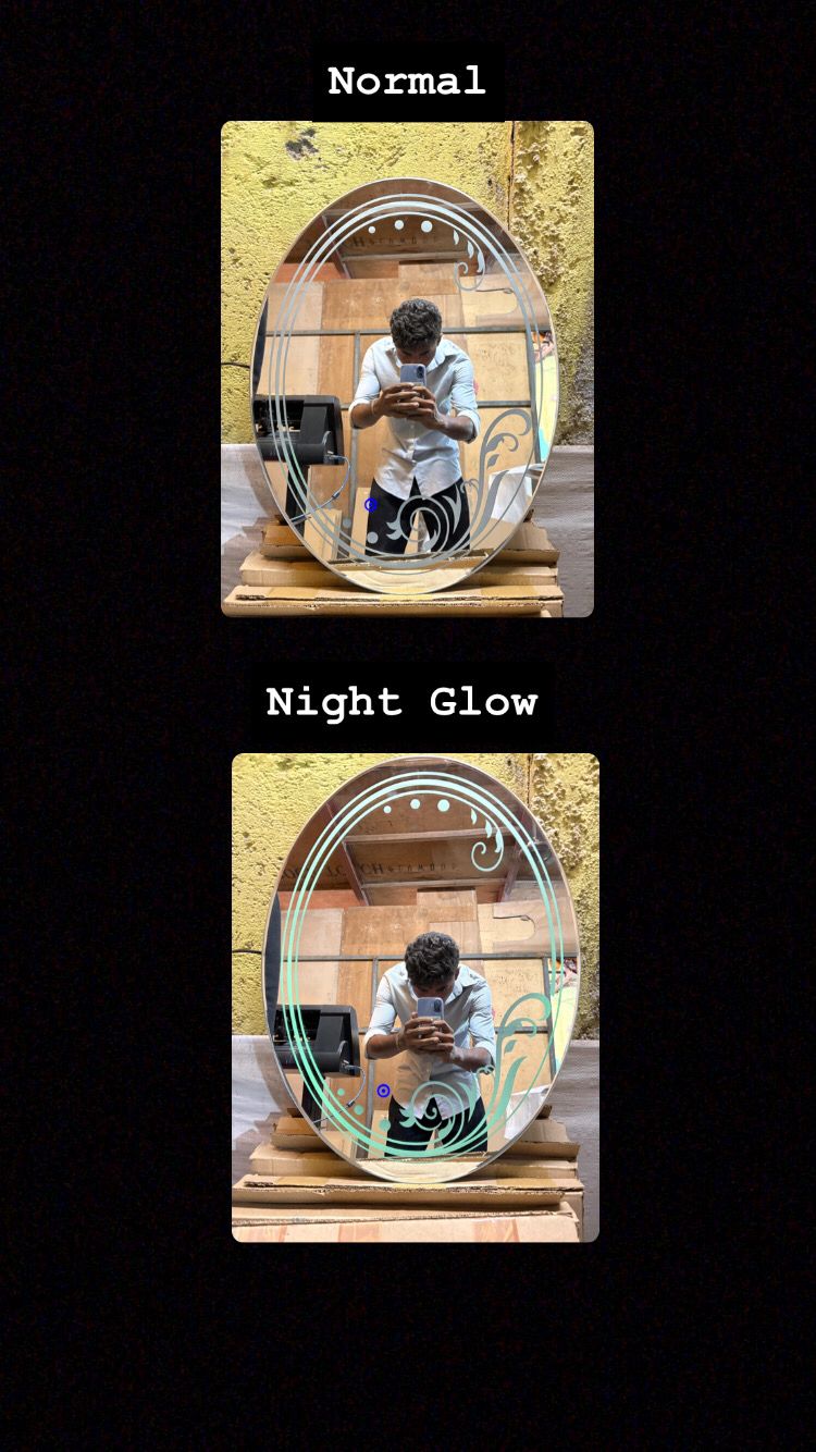 Nightglow Oval LED Mirror – After-Glow Effect | Touch Sensor with Dimming