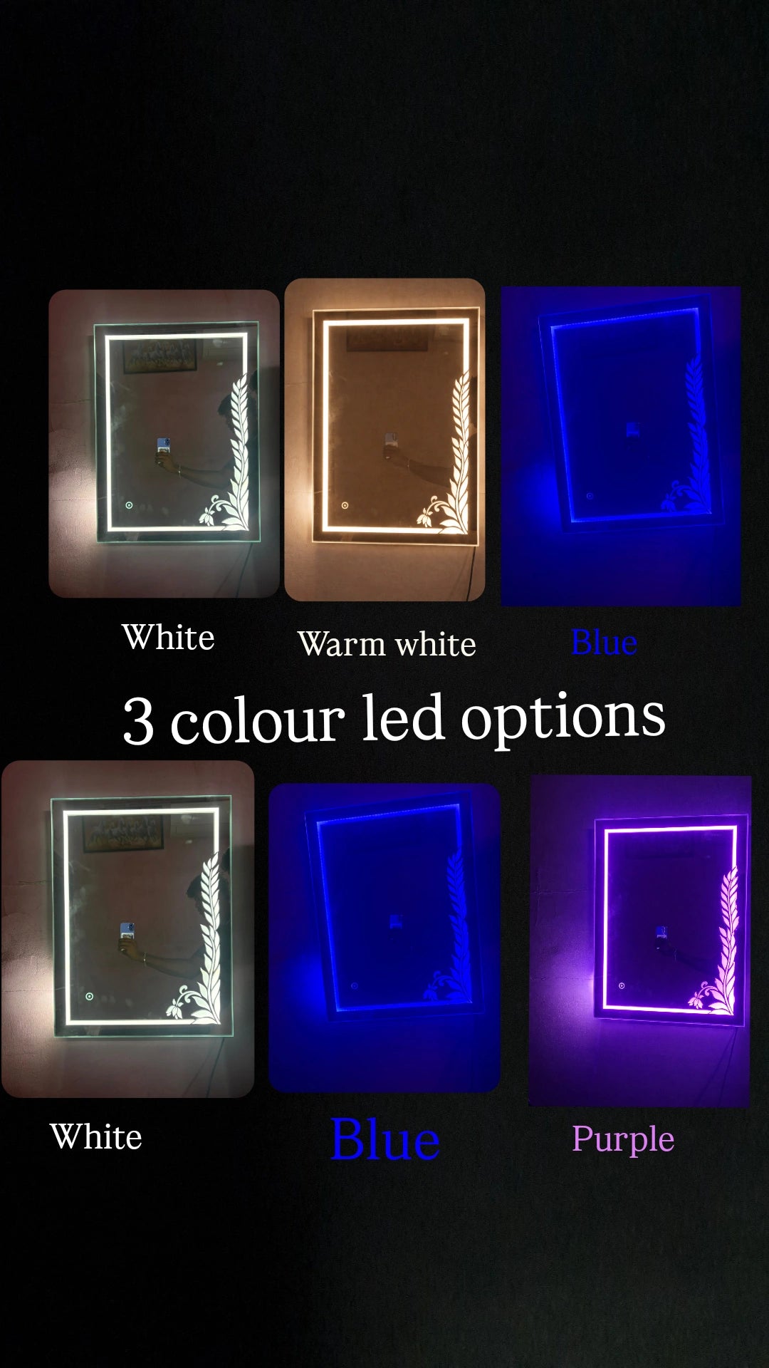 Floralis LED Mirror – Dimmable Touch Sensor | Designer Leaf Pattern