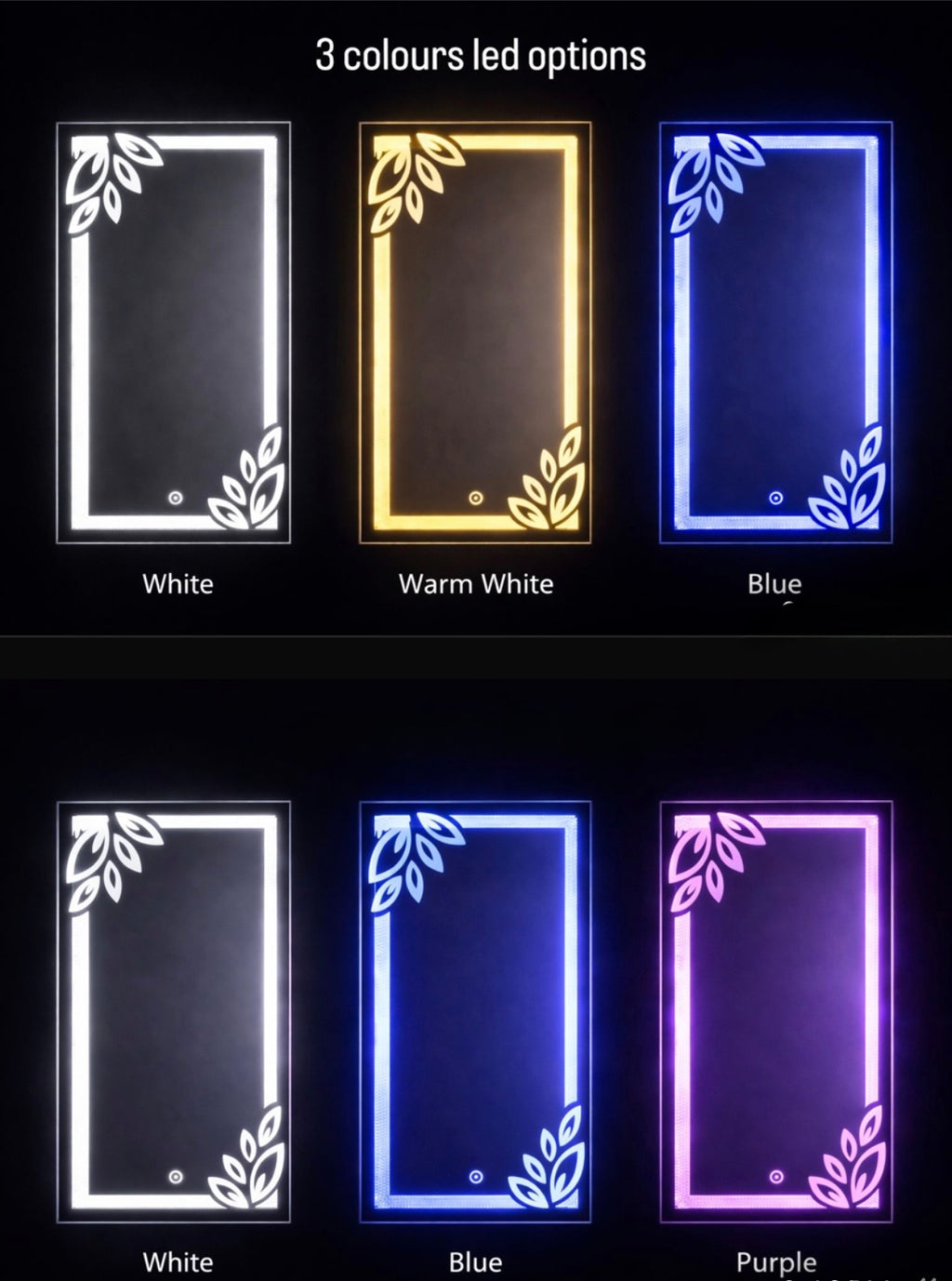AuraLeaf Dimmable Touch Sensor LED Mirror (Custom Size Available)