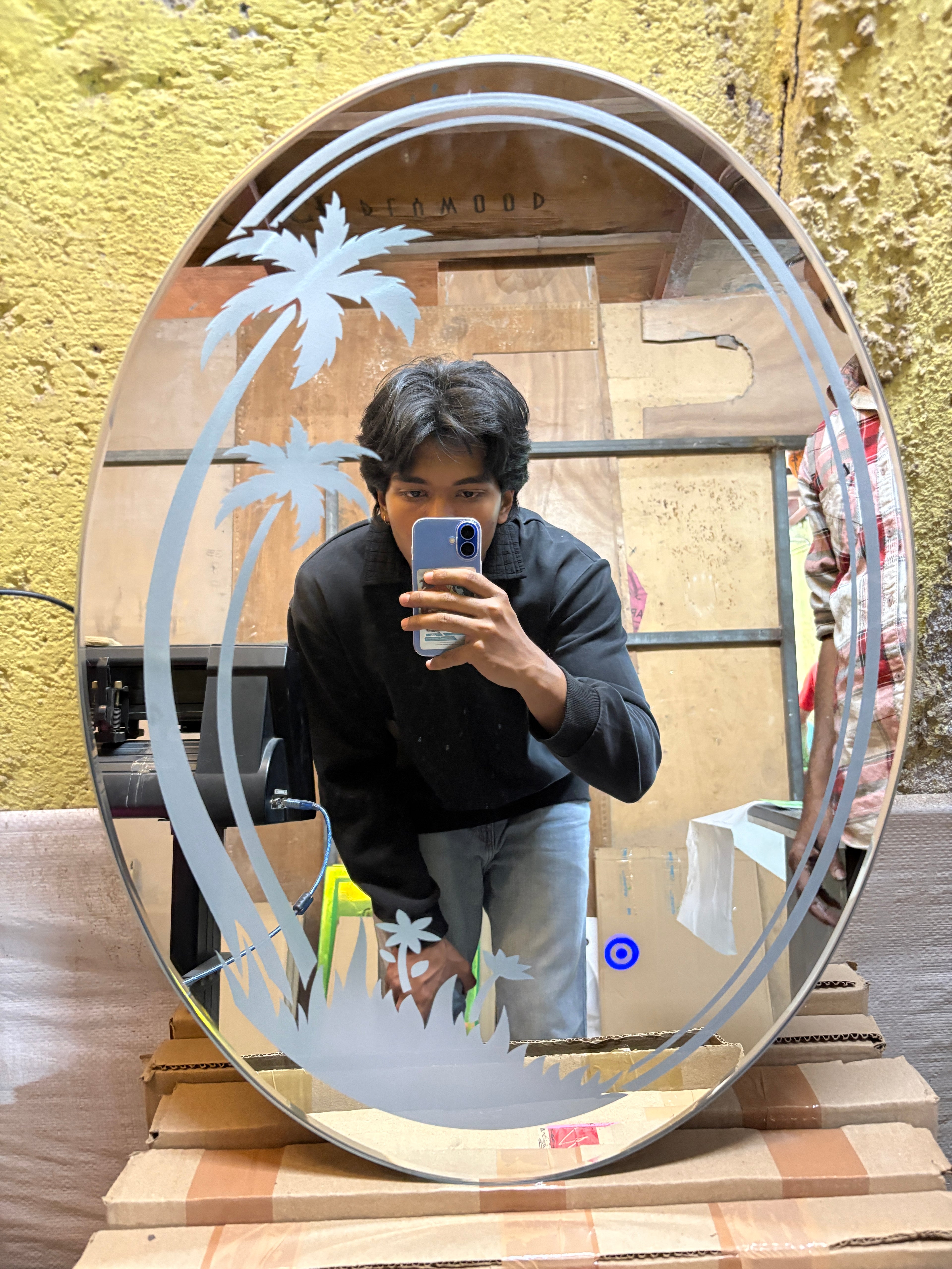 Tropical Oval Dimmable Touch Sensor LED Mirror (Custom Size Available)