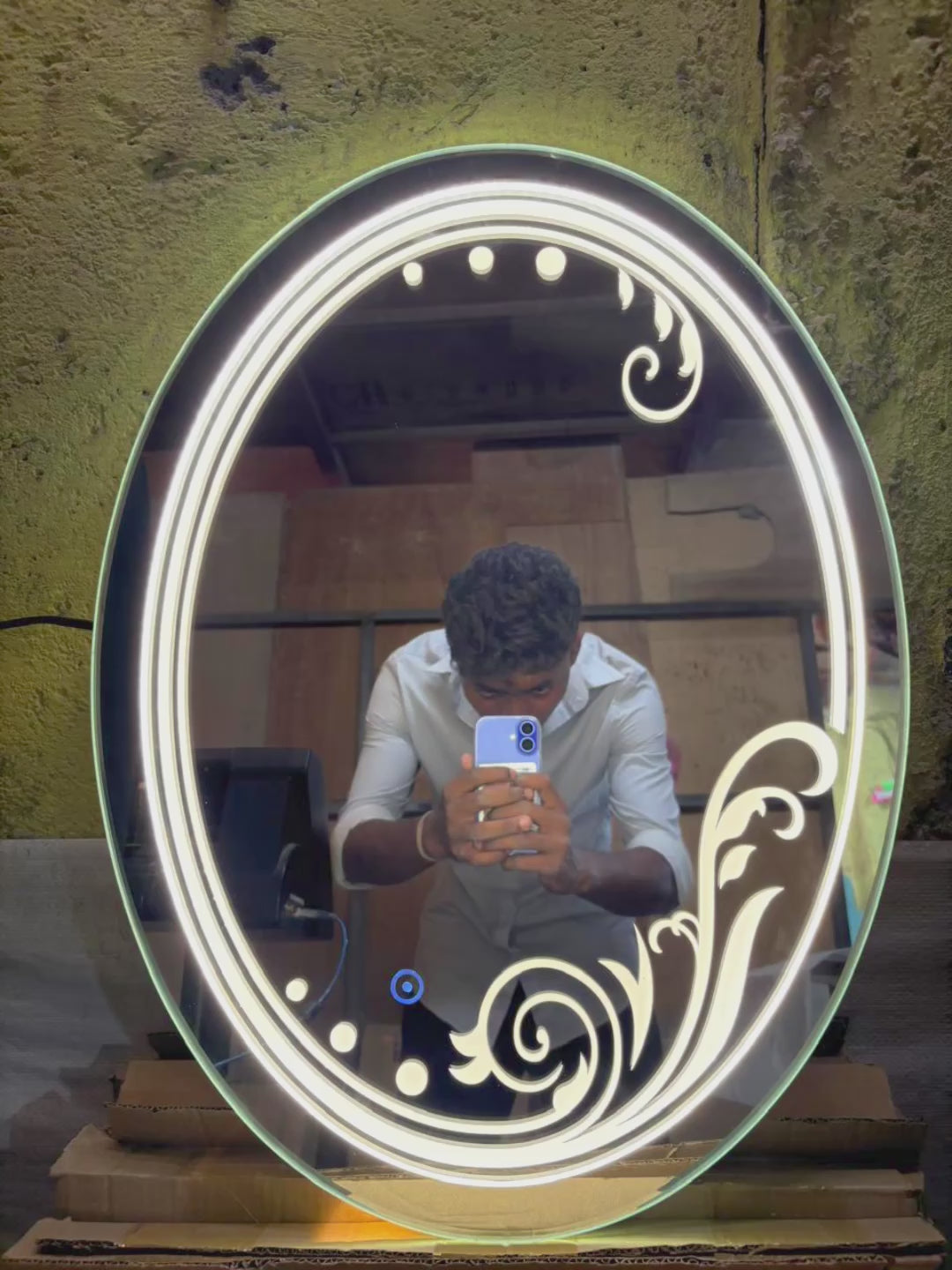 Nightglow Oval LED Mirror – After-Glow Effect | Touch Sensor with Dimming