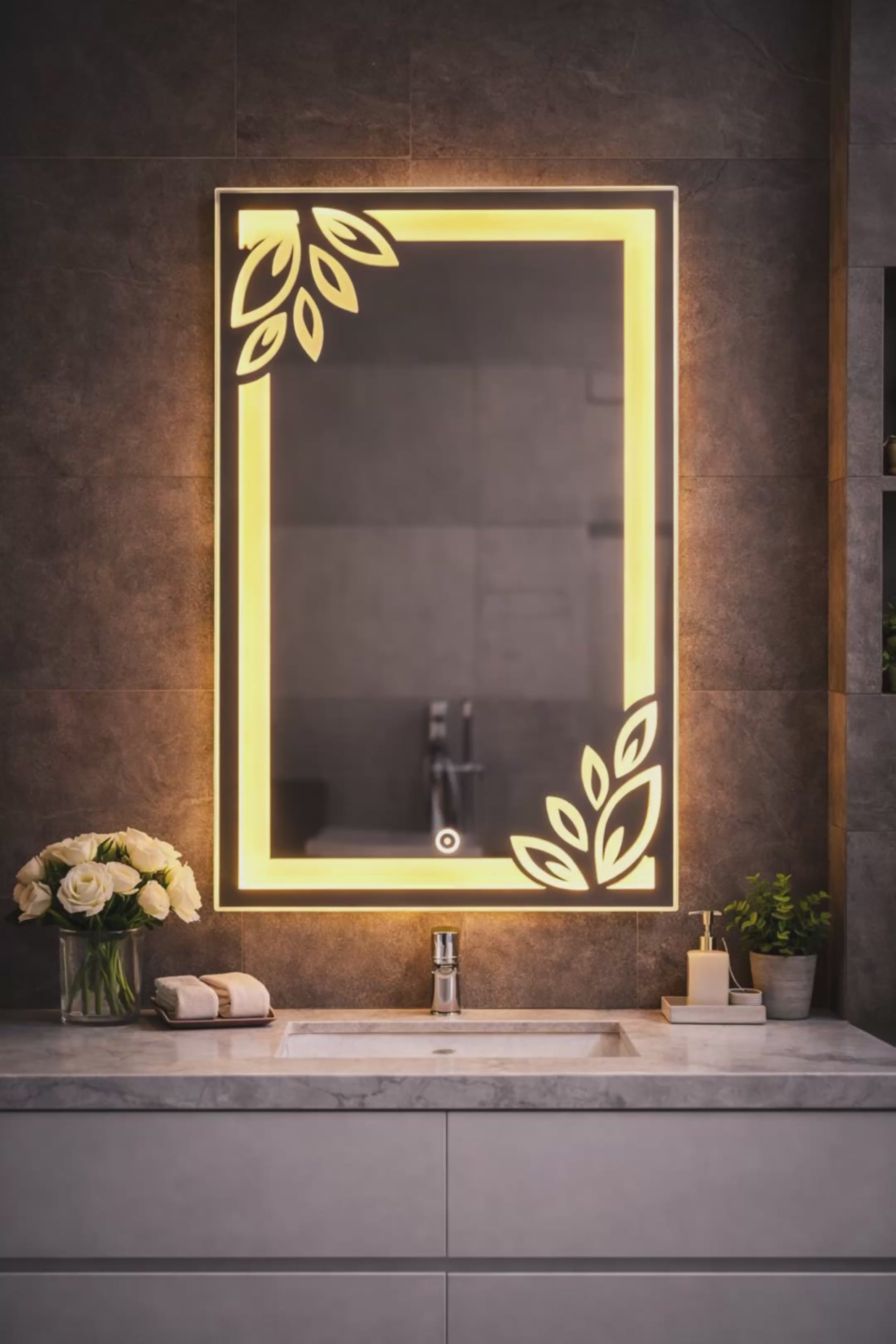 AuraLeaf Dimmable Touch Sensor LED Mirror (Custom Size Available)