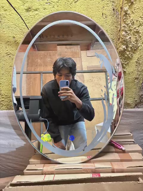 Dolphin Wave Oval LED Mirror – Touch Sensor | Custom Size Available